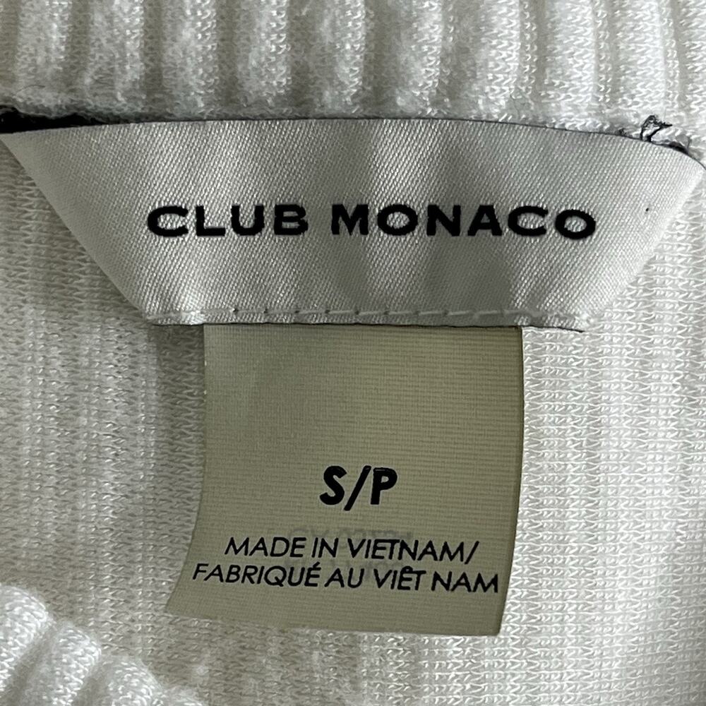 Club Monaco Henley Ottoman Top Size S Long Sleeve Crew Neck Ecru Coastal Soft - Picture 7 of 12